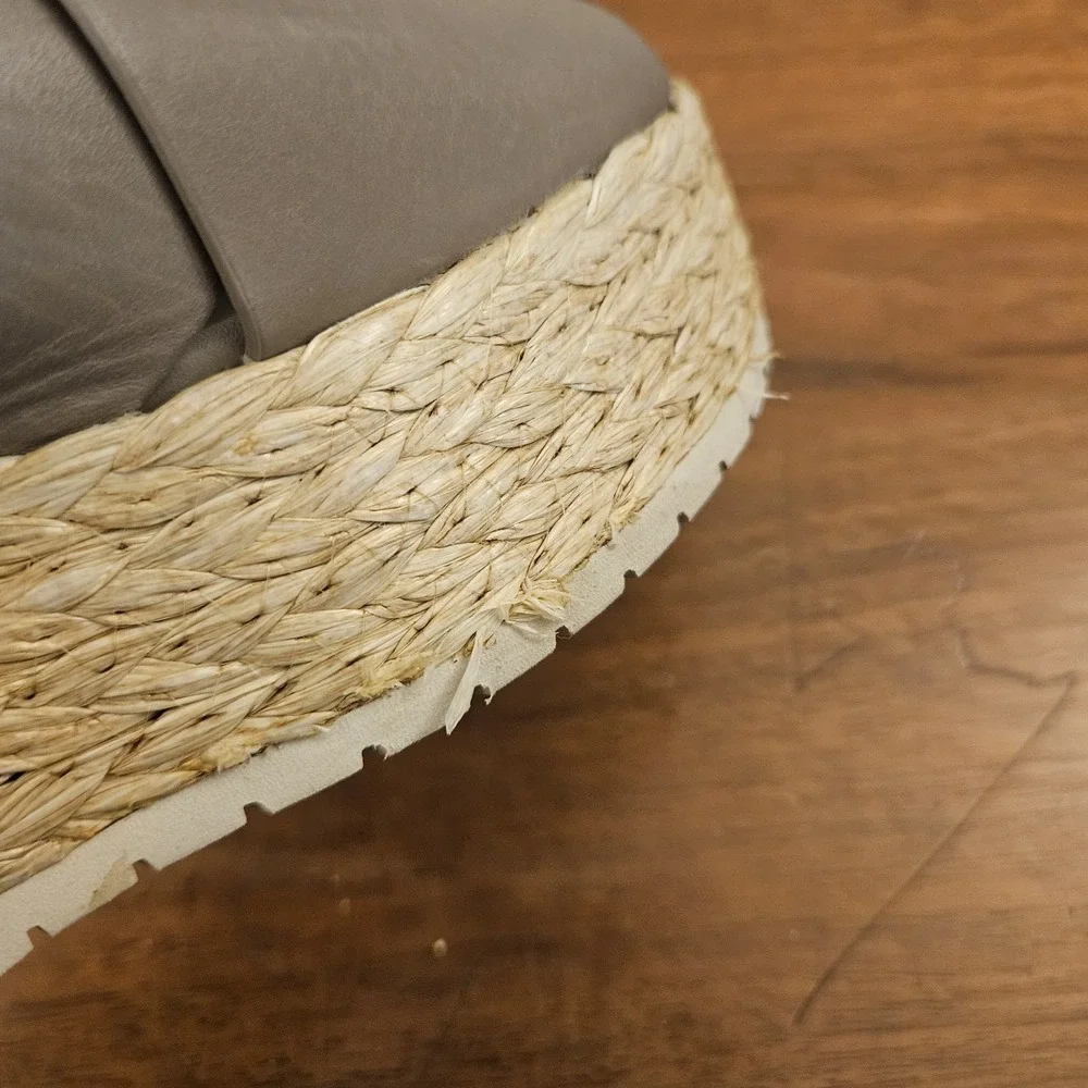 Vince Women's Jesson Platform Espadrille Sandals US Size 6M EUR Size 36 Gray Tan